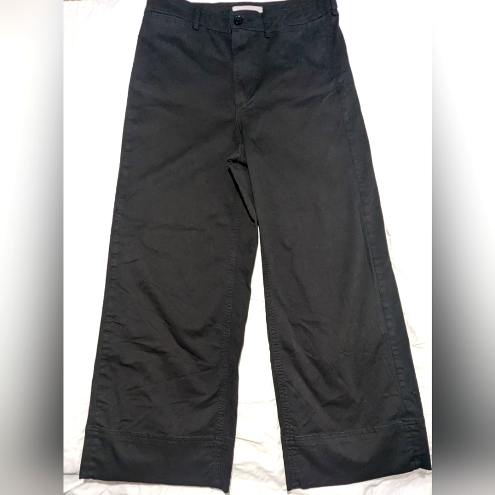 Everlane wide leg crop black light weight stretch cotton